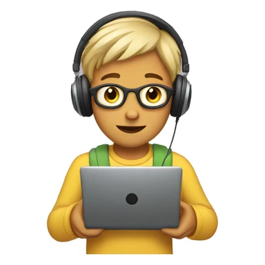 boy with laptop and headphones sticker