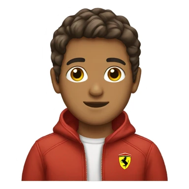 A brown Arab teenage boy with a Ferrari jacket sticker