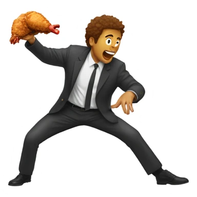 Person throwing fried chicken at crocodile sticker
