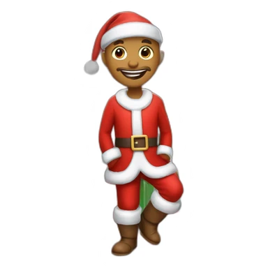 happy snov man with red cristmas dress and gifts under cristmas tree sticker