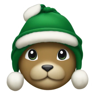 Forest green bunny with a khaki winter hat on sticker