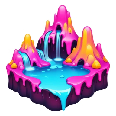 melting neon colors surreal landscape sticker