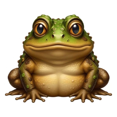 Cinematic Noble Toad Portrait Emoji, Poised and earthy, with a stout, robust build covered in textured, warty skin in warm, natural tones and deep, observant eyes, Simplified yet sharp and sophisticated features, highly detailed, glowing with a soft, natural mossy glow, high shine, intelligent and grounded, stylized with an air of rustic authority, focused and steady, soft glowing outline, capturing the essence of a watchful amphibian guardian that appears ready to leap out of the screen with effortless command! sticker