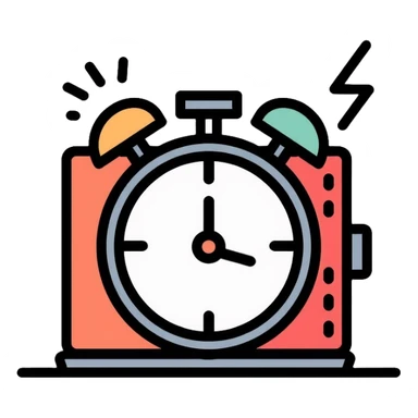 wallet with a racing clock with speed lines in top right corner, lightning bolt symbol near clock to indicate speed, fast-moving clock hands sticker