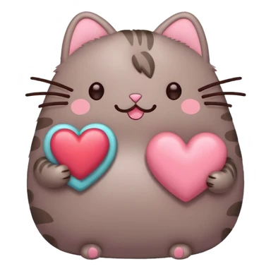 red heart pusheen  sticker