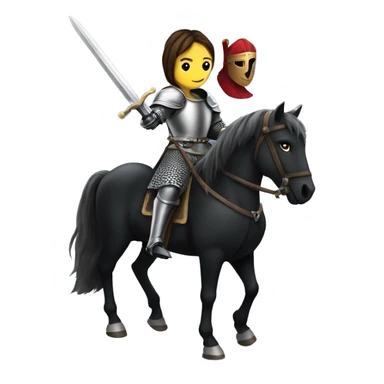 medieval female knight on a black horse with a sword sticker
