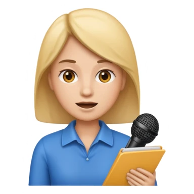 person speaking with a notepad or microphone, user interview emoji sticker