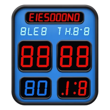electronic scoreboard in blue (#00A3E0) and red (#F9423A) sticker