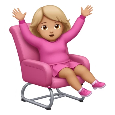 Little Girl fat but not too fat falling off chair with pink clothes on sticker