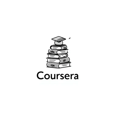 Hand-drawn Coursera logo with learning symbols sticker