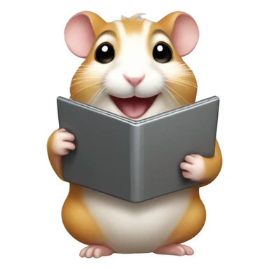 A very happy hamster holding laptop. sticker