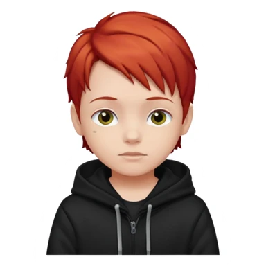 child with red hair and black hoodie sticker