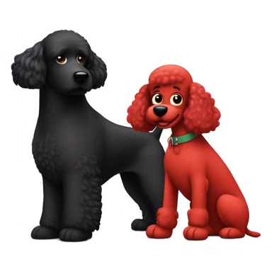 Black dog poodle with Clifford the big red dog sticker