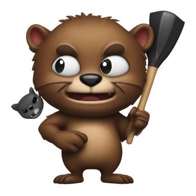 An evil beaver with a bat in his hands sticker