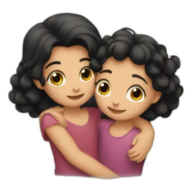 girl and boy blackhair hug sticker