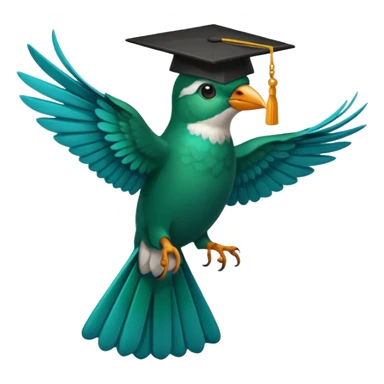 Un COLIBRÍ con birrete de graduación y que el colibrí sea turquesa oscuro, que este se vea bastante realista  sticker