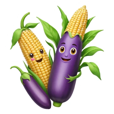 Happy corn with white paint and eggplant  sticker