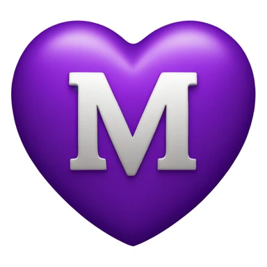 purple heart with letter m in the middle sticker