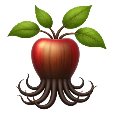 A beautifully arranged black ginseng root (heuksam), in Apple iPhone emoji style. Dark brown-black glossy color, subtle texture on the root, elegant curves, vibrant but natural tones, smooth gradients, clean simple shapes, no outlines, slight 3D depth.
 sticker