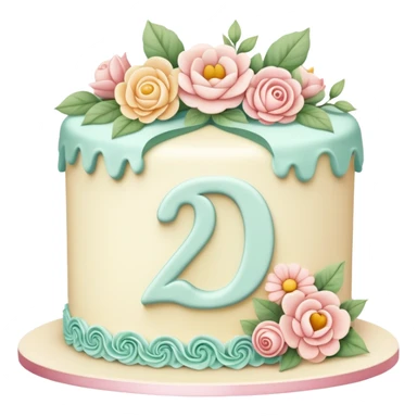 make a floral pastel cake that is aesthetic or vintage with the number 20 on it sticker