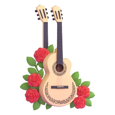 white classical Spanish guitar with intricate rosette designs sticker