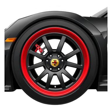 black porsche gt3, black rims, red caliper sticker