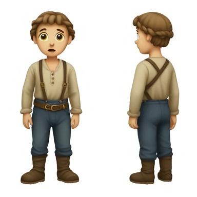 Sad European peasant child in pants sticker