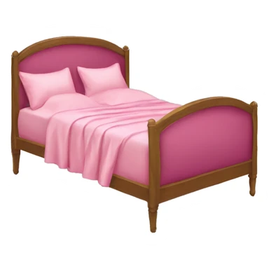 Bed with pink silk sheets and pillows sticker