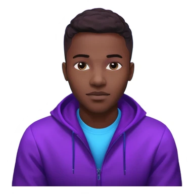 Développeur homme noir, dans un espace de coworking moderne, lumière néon bleue et violette, reflet sur son visage concentré, code affiché sur plusieurs écrans, légère profondeur de champ, ambiance professionnelle, style cinématique 4K, détails précis, peau naturelle, contraste fort. sticker