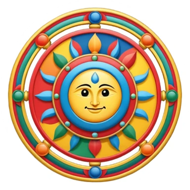 Tibetan Wheel of Life emoji, blending Bhavachakra with vibrant colors and spiritual symbols, harmonious culturally rich style sticker