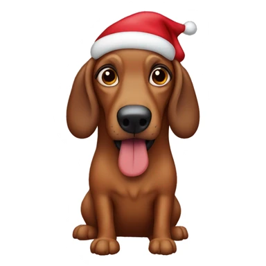 Sausage brown dog with christmas hag sticker