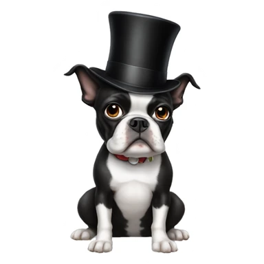 Boston terrier wearing a top hat sticker