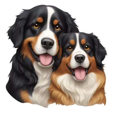 golden retriever and Bernese mountain dog playing together sticker