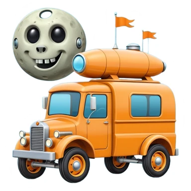  antique tall med truck robotic twelve passenger Moon rover Scooby Doo sticker