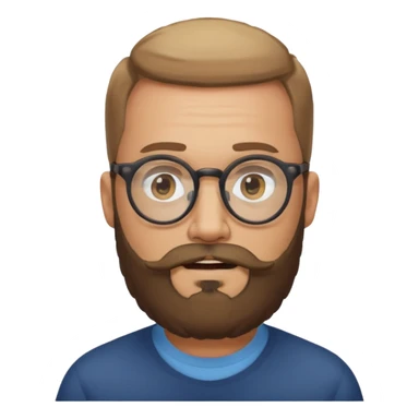 I need a simple emoji of a full bearded man with round glasses, light expression sticker