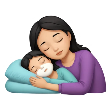 Black haired, tan-skinned Asian girl sleeping alone  sticker