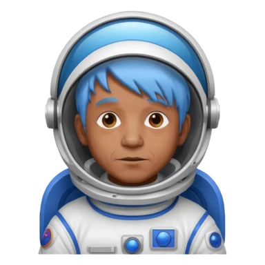 old man, brown skin astronaut with blue hair sticker