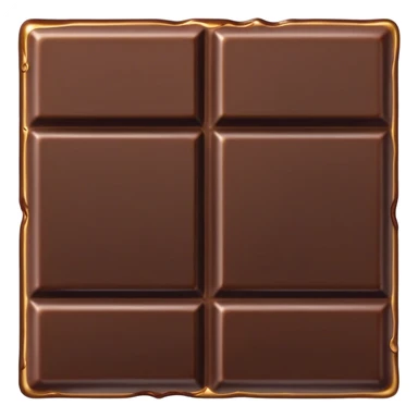Cinematic silky dark chocolate bar, broken into perfect squares, rich cocoa tones, slightly melting edges, fine texture and decadent shine, warm golden highlights, tempting and rich. sticker