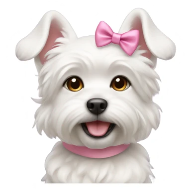 ￼ a white dog, cute dog with a bow that’s pink pink sticker