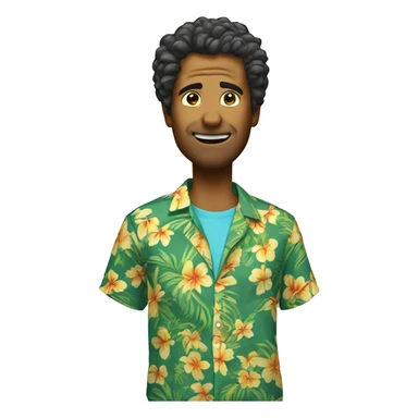 A drunken Sick man with cury Hair an Hawaii shirt sticker
