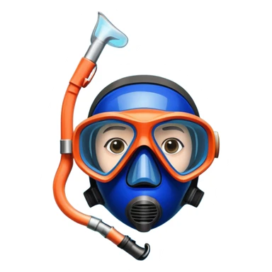 An icon featuring a close-up of a freediving mask and snorkel, with a breath-holding diver's fins, set against a vibrant underwater world. The design includes coral reefs, fish, and bubbles, symbolizing the serene beauty and thrill of freediving. Transparent background highlights the calm sticker