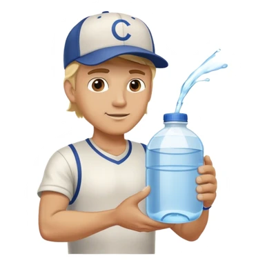 Blonde man wearing baseball cap delivering large jug of water  sticker