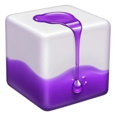 a white cub with purple liquid that is tipped over with the liquid slightly pouring out sticker