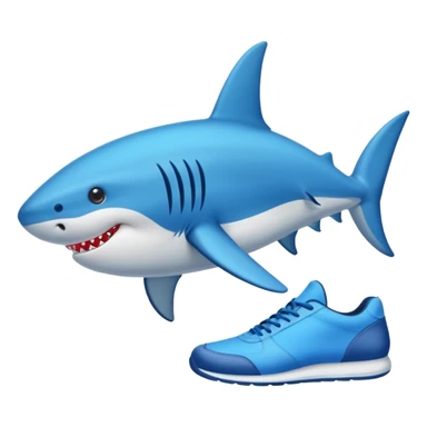 Un tiburón con zapatos azules por su aletas sticker