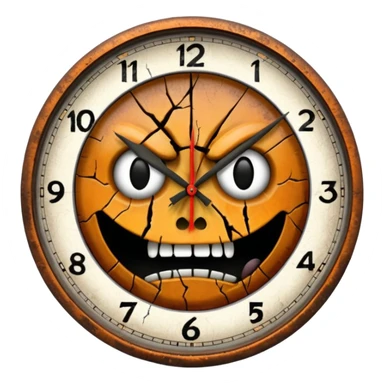 a scary face clock  sticker