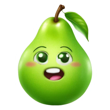 Shiny Green Cute pear with tongue sticker