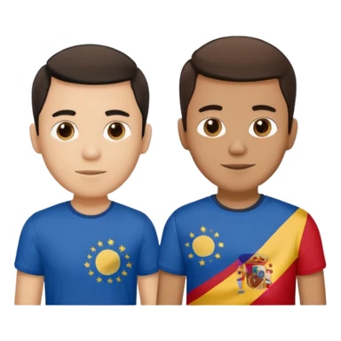 2 male Best buds , one in showing Philipines flag tshirt, one is Spain flag sticker