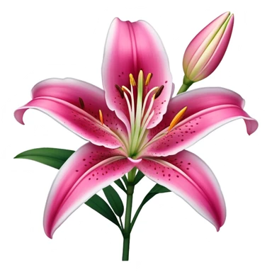 single Deep Pink Oriental Lily with White Edge, straight stem sticker