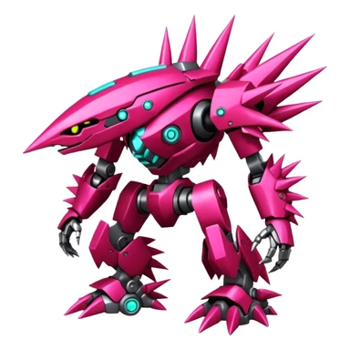 Edgy spiky faulty rue ruby Tropical Futuristic Modern Mecha-Fakémon-hybrid-creature (full body)  sticker