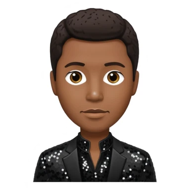 Kenneth Babyface Edmonds with dark brown hair, black sequin outfit sticker